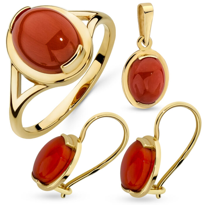 Kolczyki złote z koralem - obrazek 2