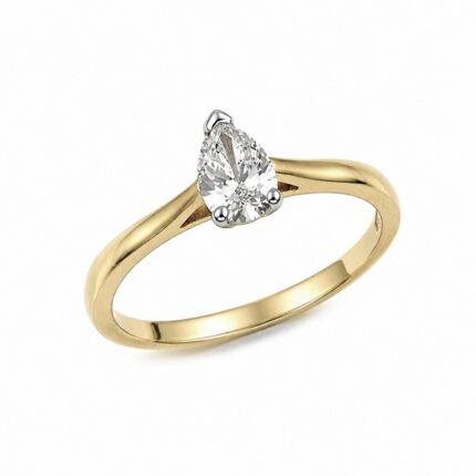 Pierścionek zaręczynowy z diamentem laboratoryjnym - żółte złoto pr. 585, 0,70 ct - zdjęcie 2