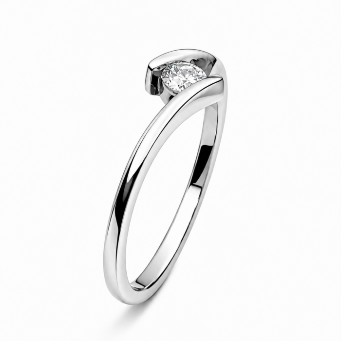 Pierścionek z platyny z diamentem 0,17ct - obrazek 3