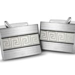 Srebrne spinki do mankietów z greckim wzorem