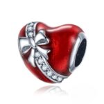 Zawieszka do bransoletki Charms serce z kokardką