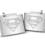 Srebrne spinki do mankietów z symbolem Superman