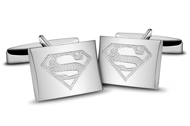 superman Srebrne spinki do mankietów z symbolem Superman - obrazek 1