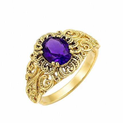Pierścionek zaręczynowy z szafirem - żółte złoto pr. 585, 1,4 ct - zdjęcie 2
