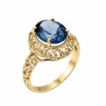 Pierścionek złoty z Topazem London Blue - obrazek 2